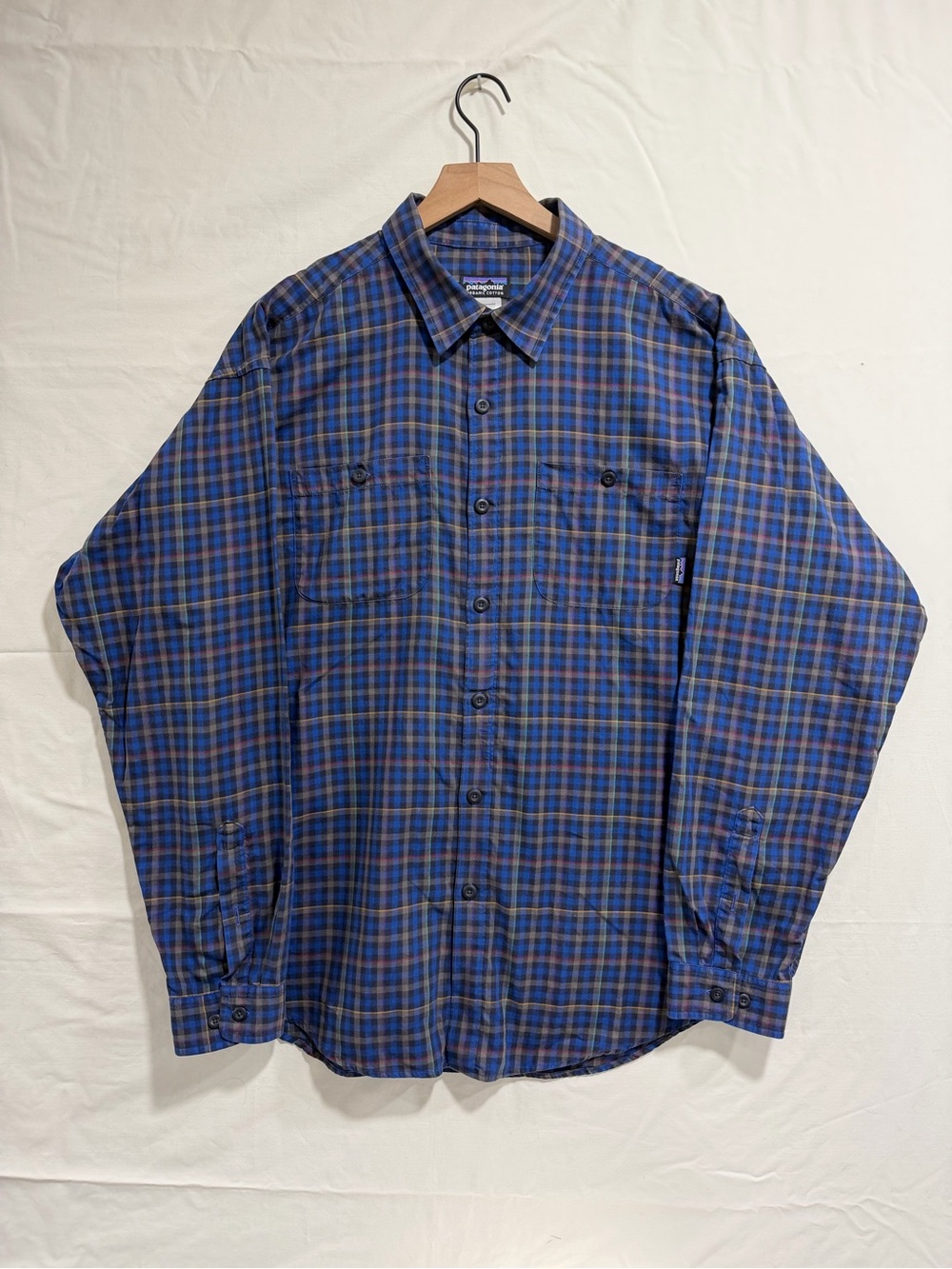 Patagonia Pima Cotton Shirt Men's L Blue Plaid Organic Cotton 53836